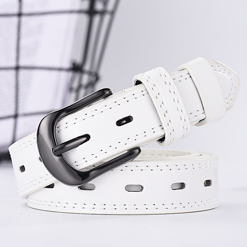 New double-line men and women belt young students openwork wild trousers with Korean cowboy dress belt